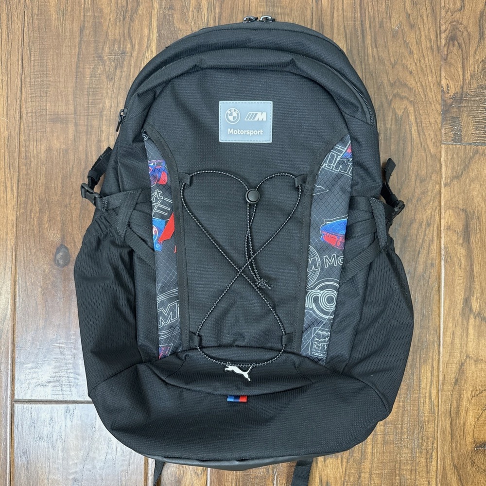 BMW Puma Motorsport Backpack Pockets Zip Full Size Moto Racing Bike Travel Pad
